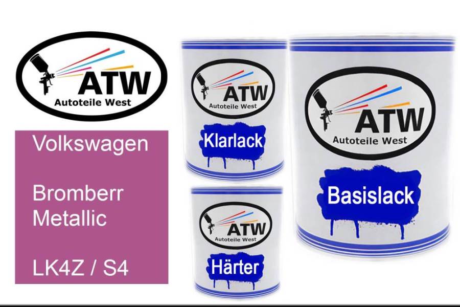 Volkswagen, Bromberr Metallic, LK4Z / S4: 1L Lackdose + 1L Klarlack + 500ml Härter - Set, von ATW Autoteile West.